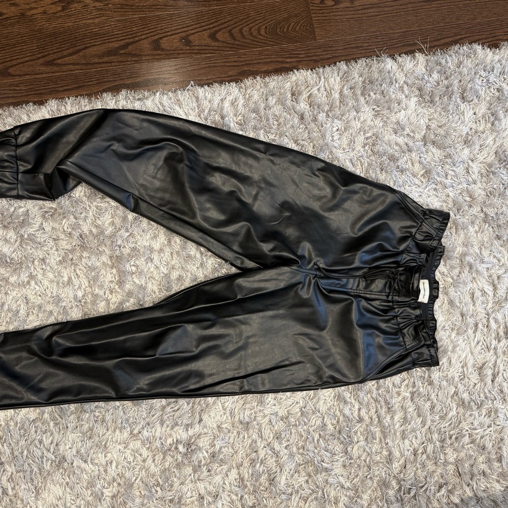 Abercrombie & Fitch Black Faux Leather Joggers